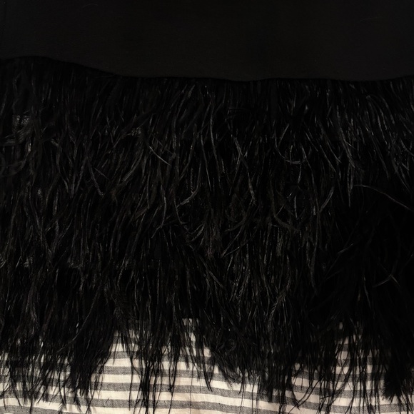 Vintage silk dress with real feather trim and silver sequins black mini midi - Picture 2 of 16